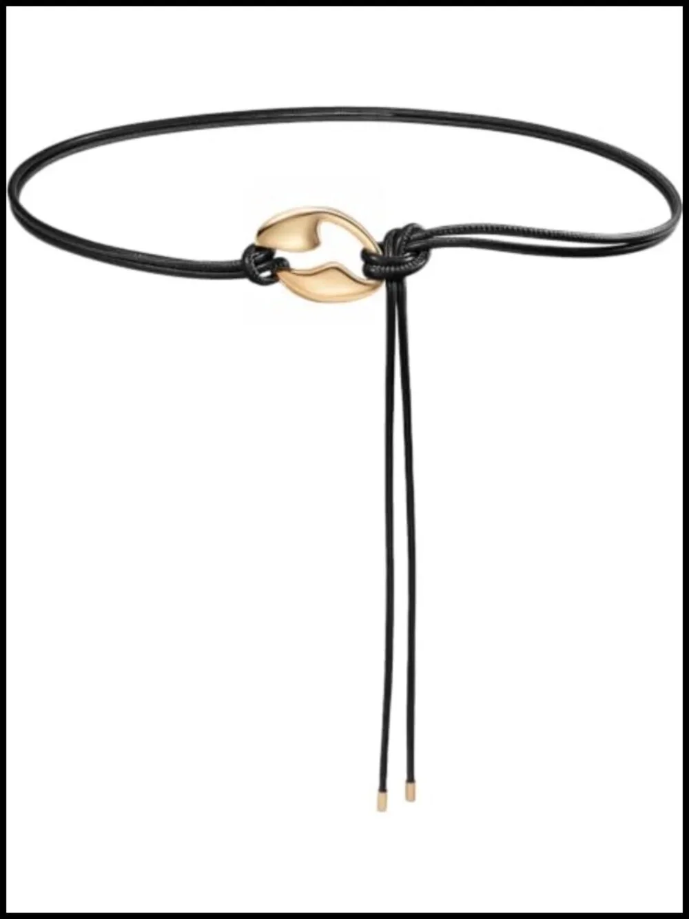 Women Knotted PU Leather Belt Gold Buckle Skinny Double Tie Belt for Dresses